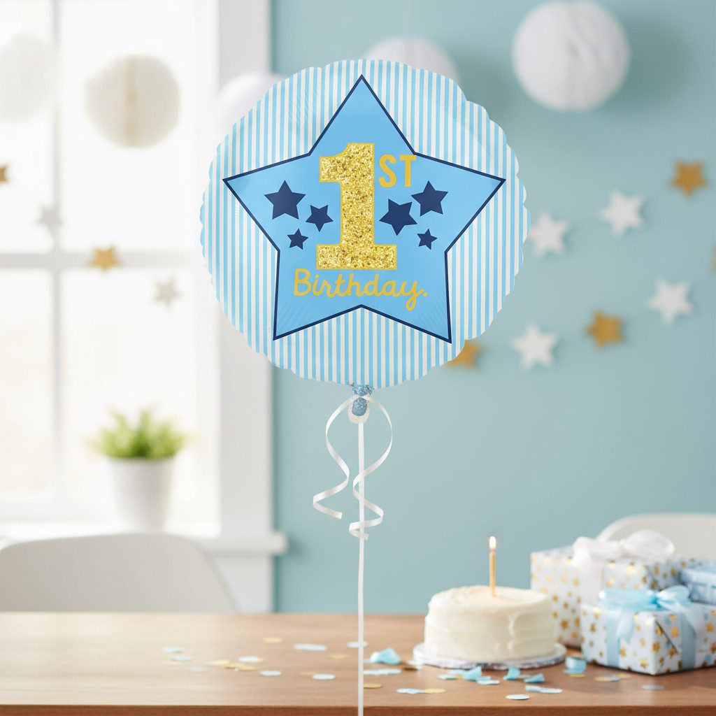 1st Birthday Ballon blau 43cm Geburtstagsdeko