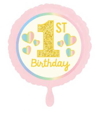 1st birthday ballon rosa 43cm geburtstagsdeko ballonwerk