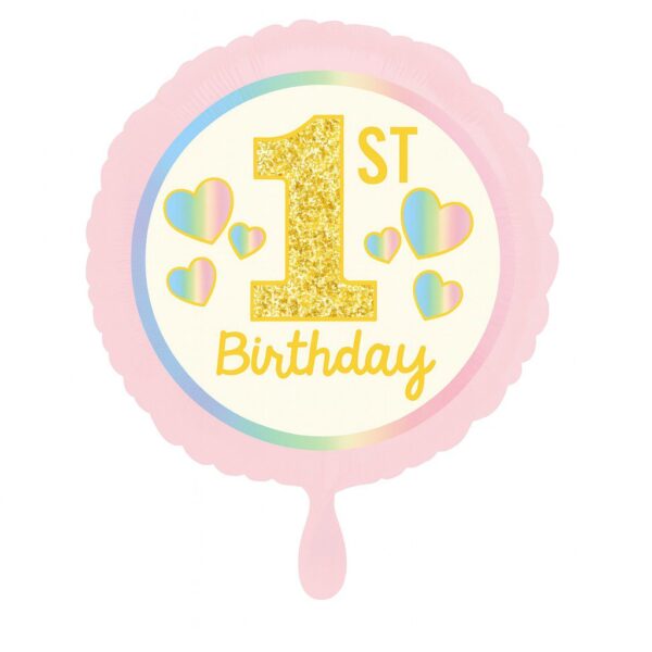 1st birthday ballon rosa 43cm geburtstagsdeko ballonwerk