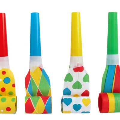 7 bunte partytröten partyspass ballonwerk