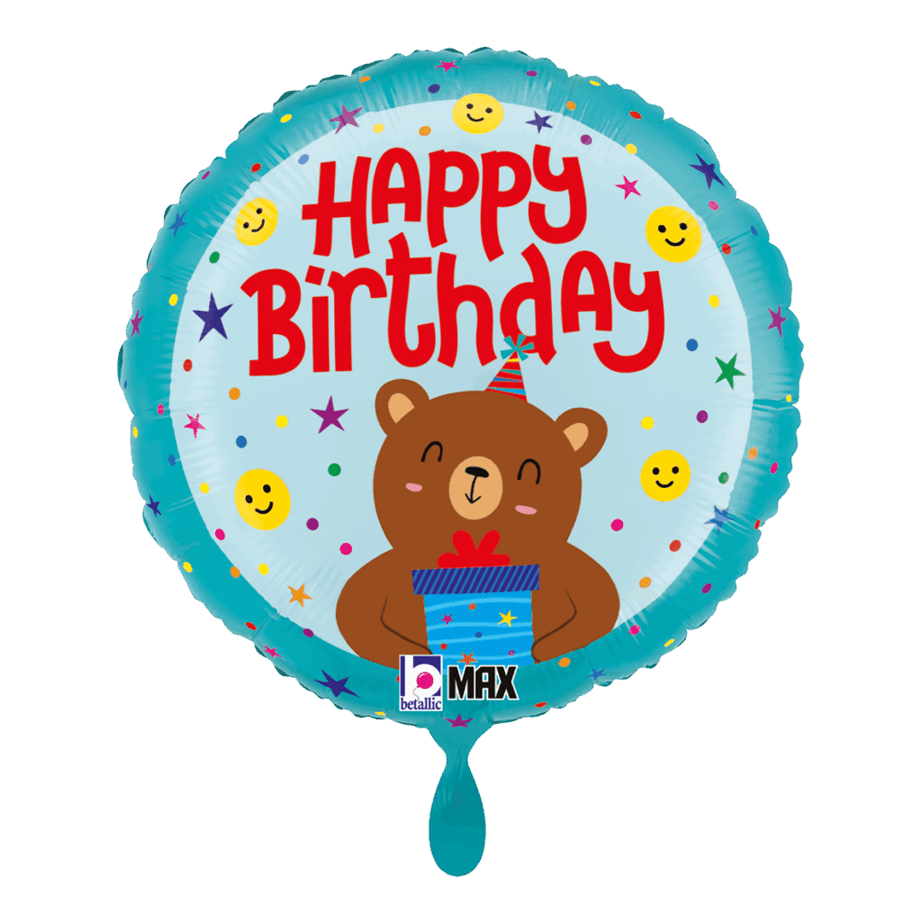 Folienballon Lächelnder Bär Happy Birthday 43cm