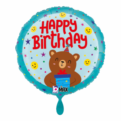 Folienballon Lächelnder Bär Happy Birthday 43cm