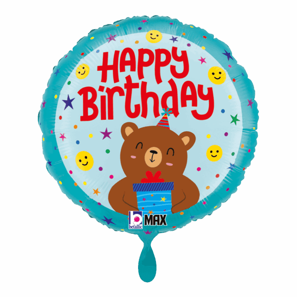 Folienballon Lächelnder Bär Happy Birthday 43cm