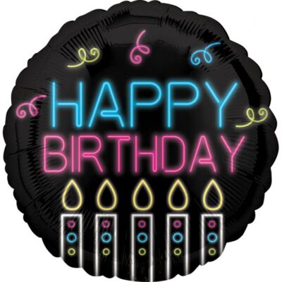 Folienballon Neon Schrift Happy Birthday 43cm