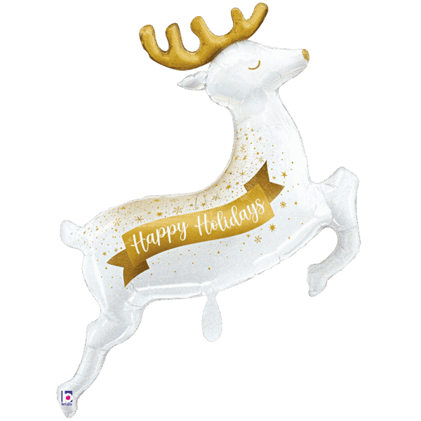 Folienballon Rentier Holographisch Happy Holidays 122cm