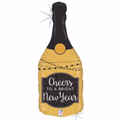 Folienballon Sektflasche Cheers to a bright new Year 91cm