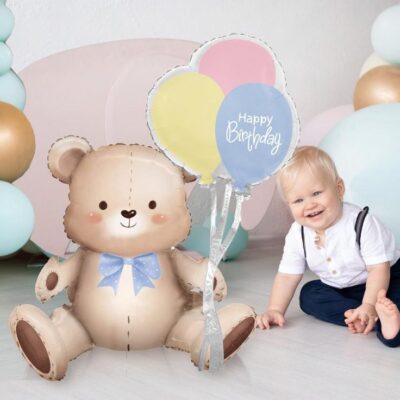 Folienballon Teddy mit Ballonstrauß 2
