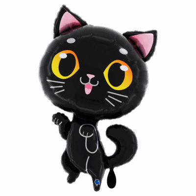 Schwarze lächelnde Katze 45x72cm