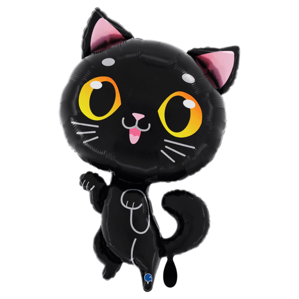 Schwarze lächelnde Katze 45x72cm