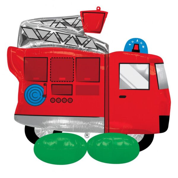 airloonz feuerwehrauto 106cm folienballon kinderdeko ballonwerk