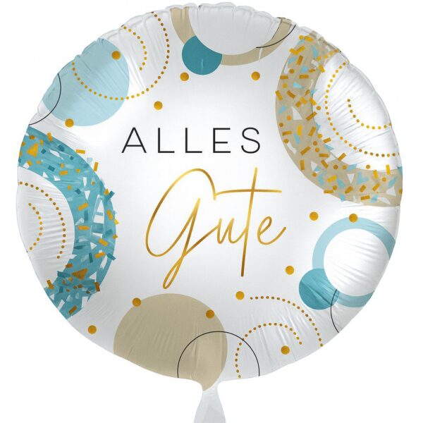 alles gute ballon blau gold 43cm elegante deko ballonwerk