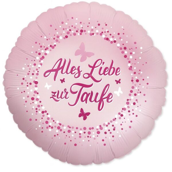 alles liebe zur taufe ballon rosa 43cm taufdeko feier ballonwerk