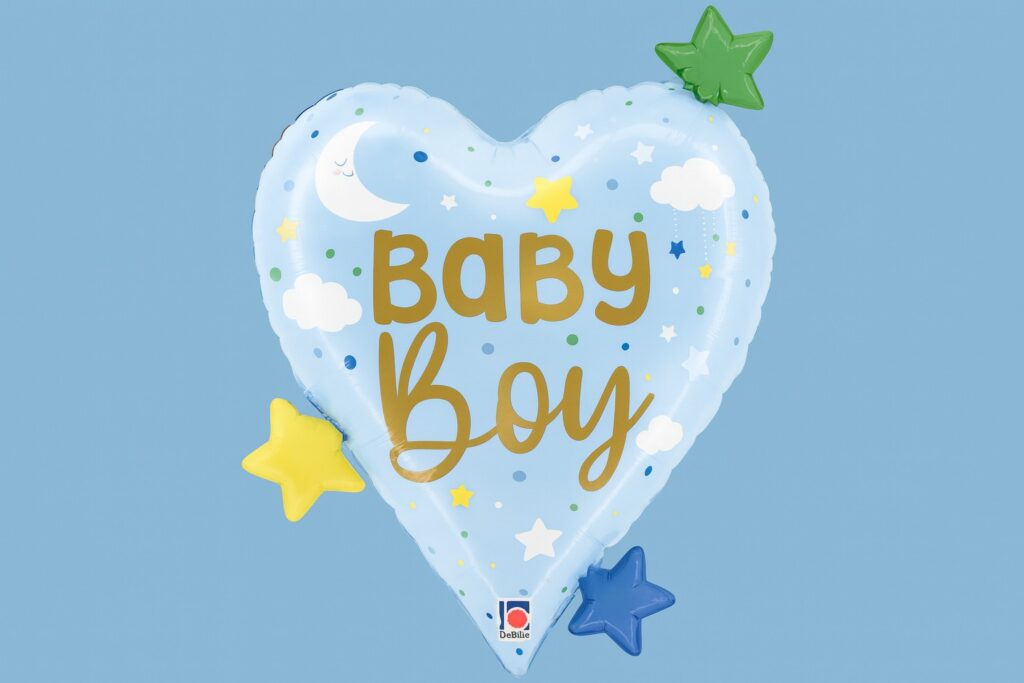 baby boy herz 64cm geburtstagsdeko partydekoration ballonwerk