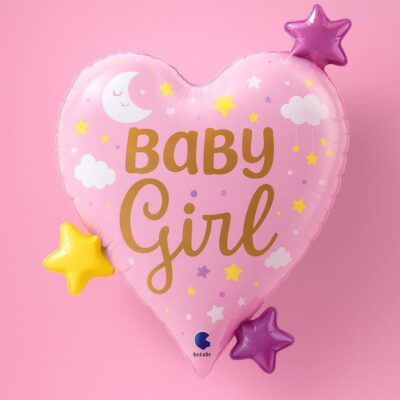 baby girl herz 64cm geburtstagsdeko partydekoration ballonwerk