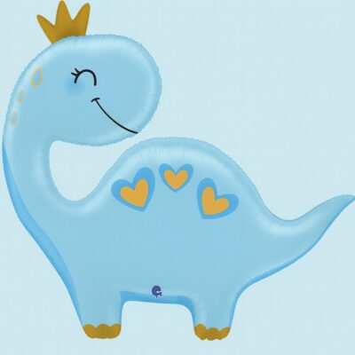 ballon blauer dino mit krone 71cm highlight ballonwerk