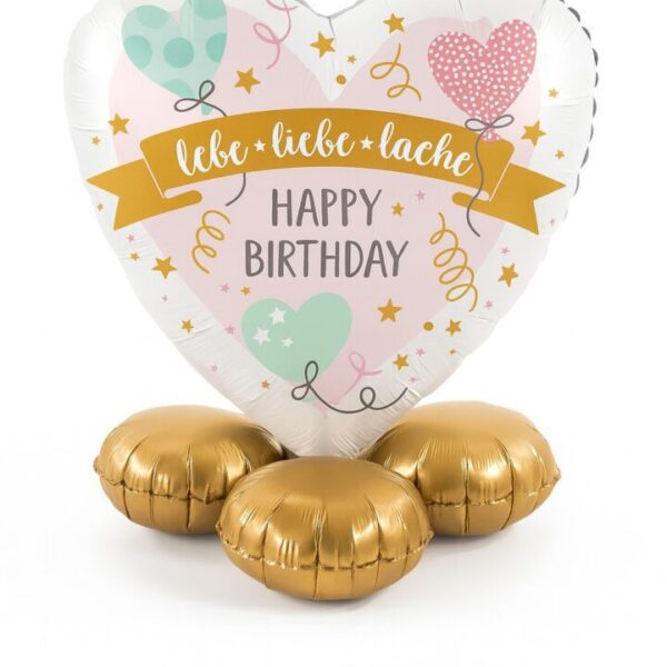 ballon bouquet happy birthday lebe liebe lache 43cm geburtstagsballon ballonwerk