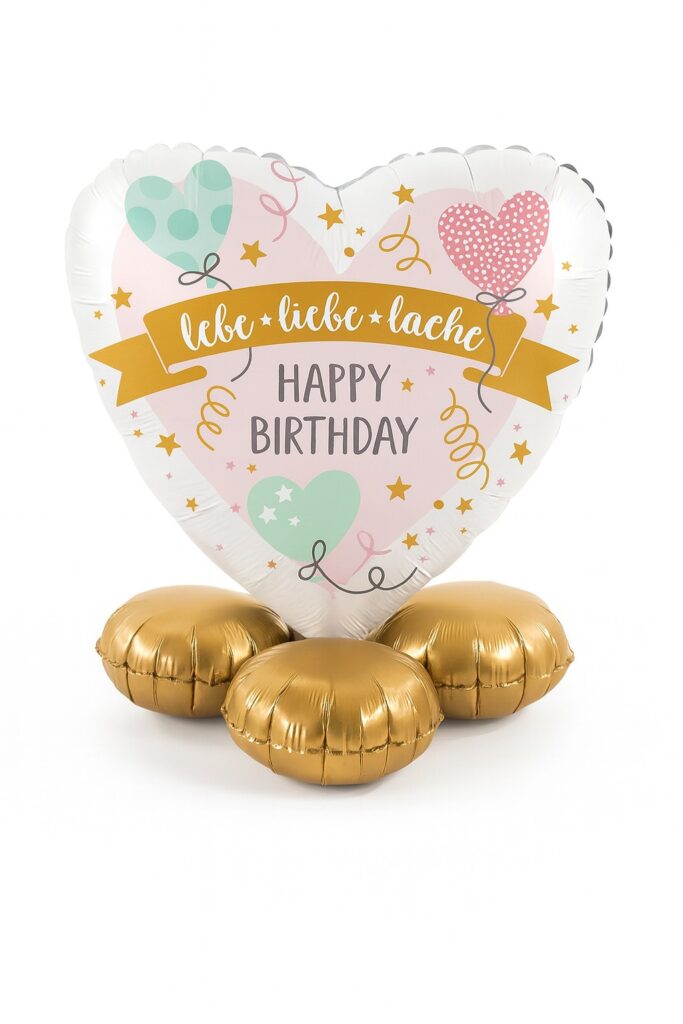 ballon bouquet happy birthday lebe liebe lache 43cm geburtstagsballon ballonwerk