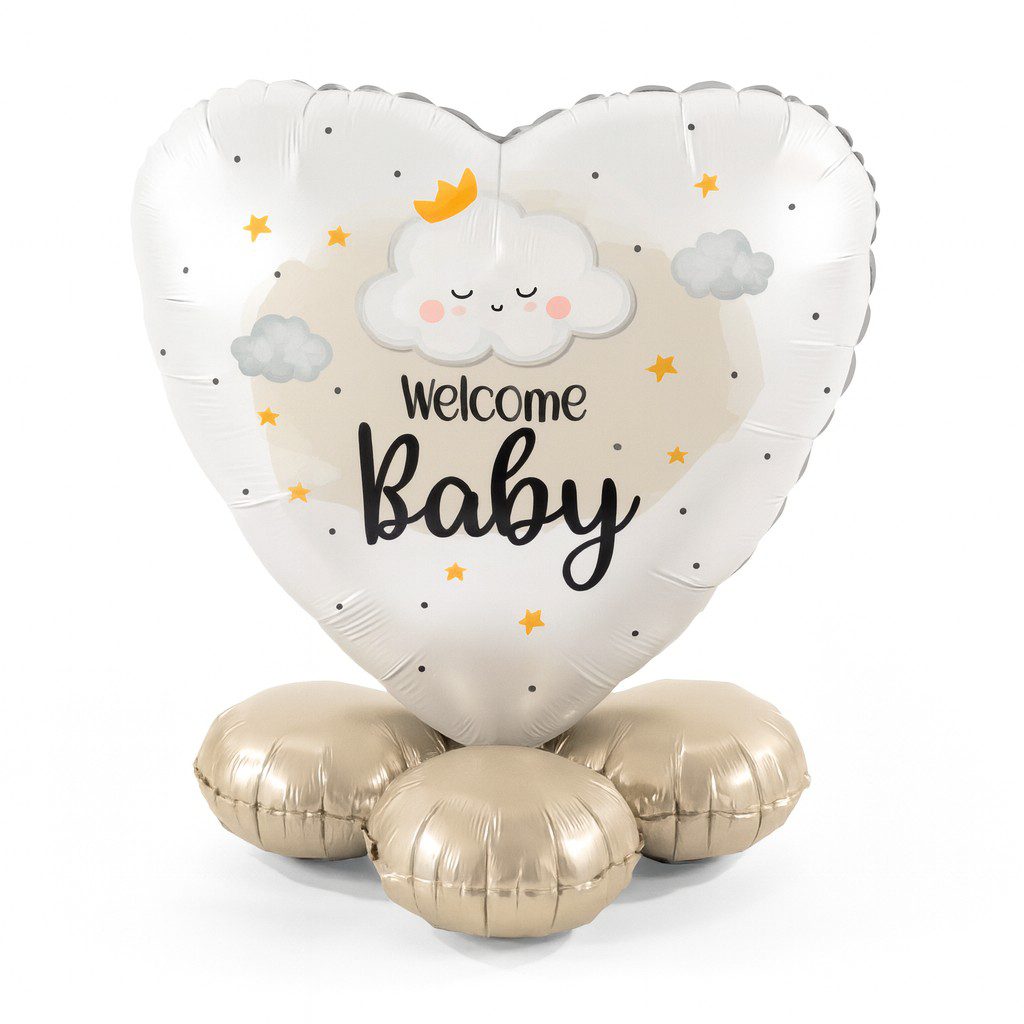 ballon bouquet welcome baby 43cm taufdeko geburtsfeier ballonwerk