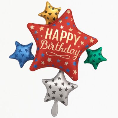 ballon sterne happy birthday 88cm geburtstagsballon ballonwerk