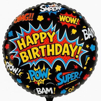 ballon super hero happy birthday 46cm geburtstagsballon ballonwerk
