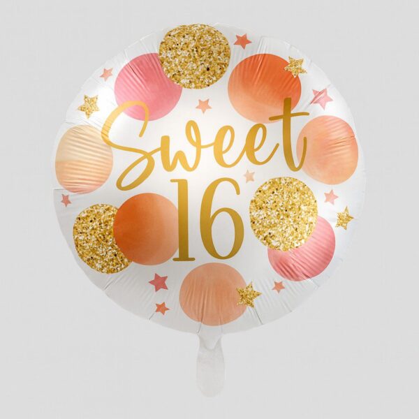 ballon sweet 16 mit punkten und sterne 43cm ballonwerk