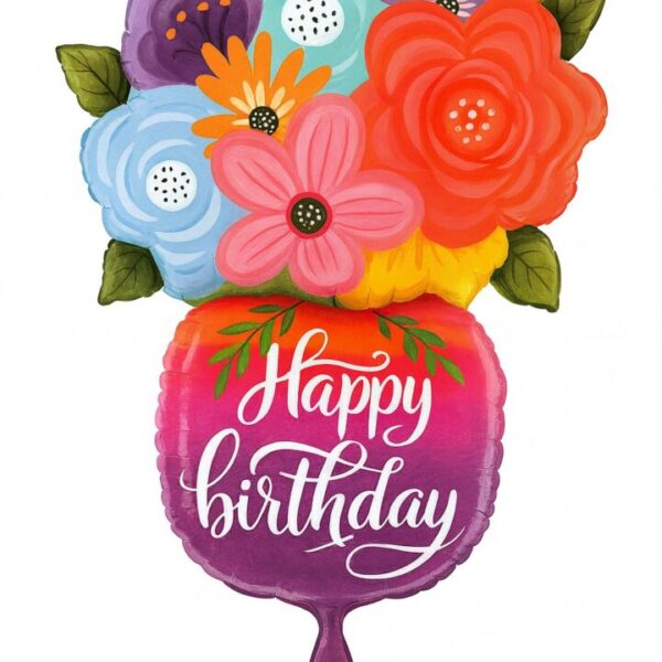blumenvase ballon happy birthday 74cm highlight ballonwerk