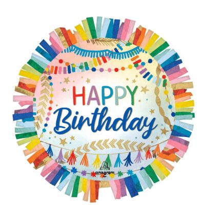 bunte fransen happy birthday partydekoration 60cm ballonwerk