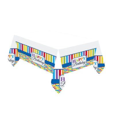 bunte tischdecke happy birthday 120x180cm partydeko ballonwerk