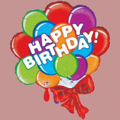 bunter ballonstrauss happy birthday partydekoration 74cm ballonwerk