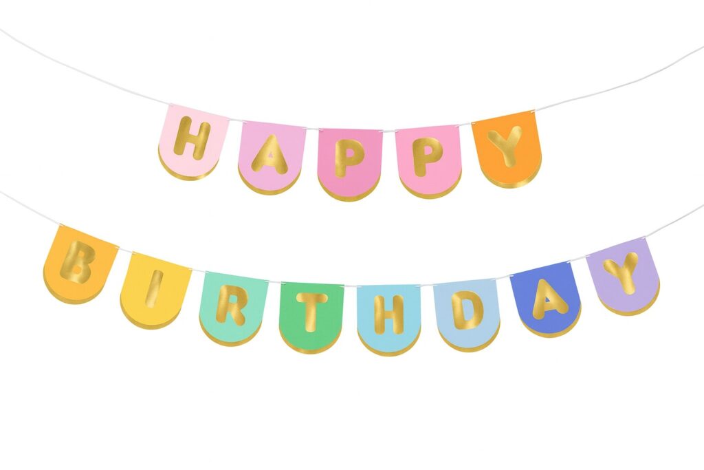 bunter papierbanner happy birthday geburtstagsdeko ballonwerk