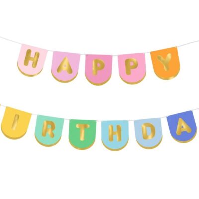 bunter papierbanner happy birthday geburtstagsdeko ballonwerk