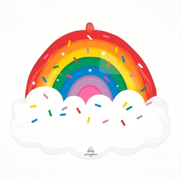 bunter regenbogen ballon auf wolken partydeko