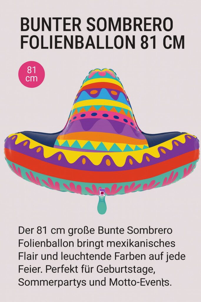 bunter sombrero folienballon 81cm partydeko ballonwerk