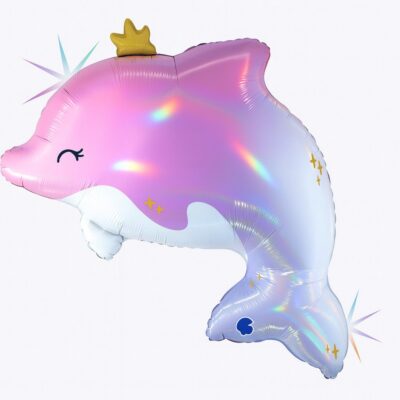 delphin holographisch 69cm geburtstagsdeko partydekoration ballonwerk