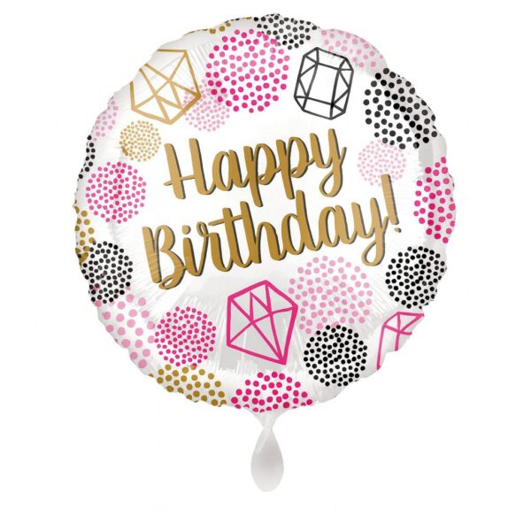 diamanten happy birthday 43cm ballon geburtstagsdeko ballonwerk