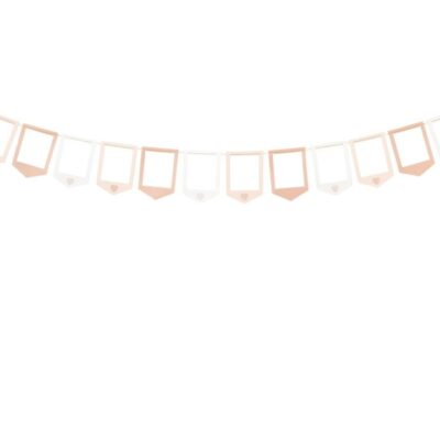 diy fotogirlande rosa storch babyparty deko fotorahmen goldene schnur ballonwerk