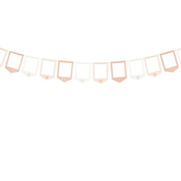 diy fotogirlande rosa storch babyparty deko fotorahmen goldene schnur ballonwerk