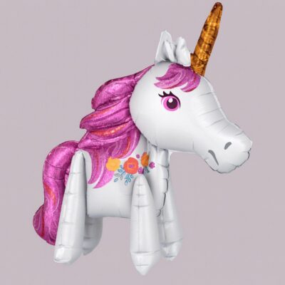 einhorn rosa mit blumen 63cm ballon partydeko ballonwerk