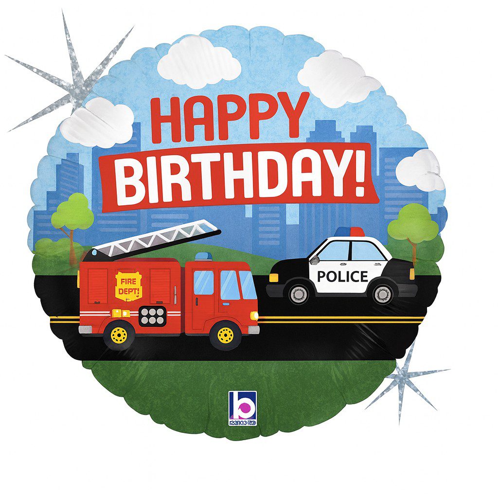 feuerwehr polizei happy birthday ballon 46cm holographisch partydeko ballonwerk feuerwehr polizei happy birthday ballon 46cm holographisch partydeko ballonwerk