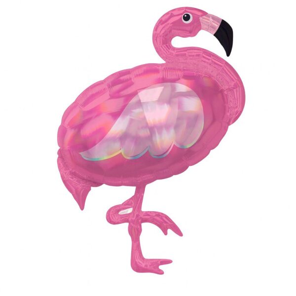 flamingo 83cm ballon holografisch rosa partydeko ballonwerk