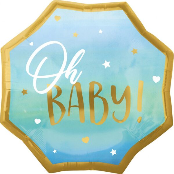 folienballon blau oh baby 55cm partydeko ballonwerk
