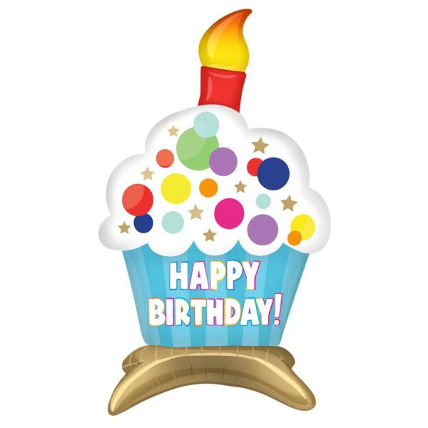 folienballon cupcake happy birthday 61cm partydeko ballonwerk