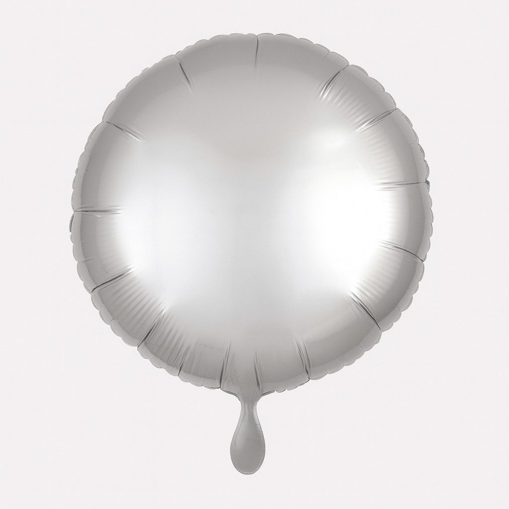 folienballon rund 43cm silber matt party dekoration ballonwerk