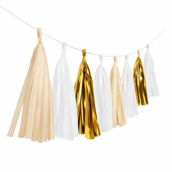 fransengirlande aus papier gold 304cm partydeko ballonwerk