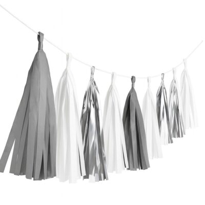 fransengirlande aus papier silber 304cm partydeko ballonwerk
