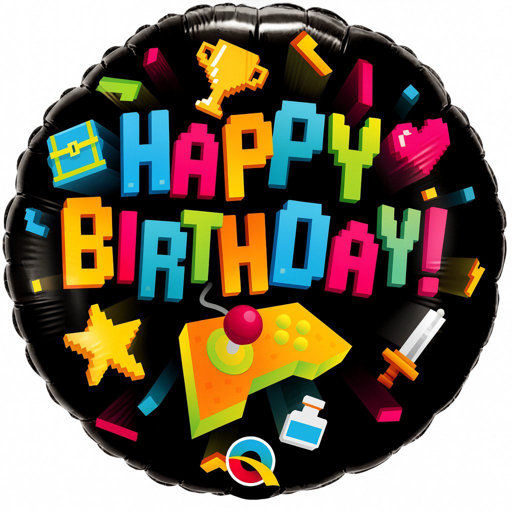 gaming happy birthday ballon 46cm gamer deko ballonwerk