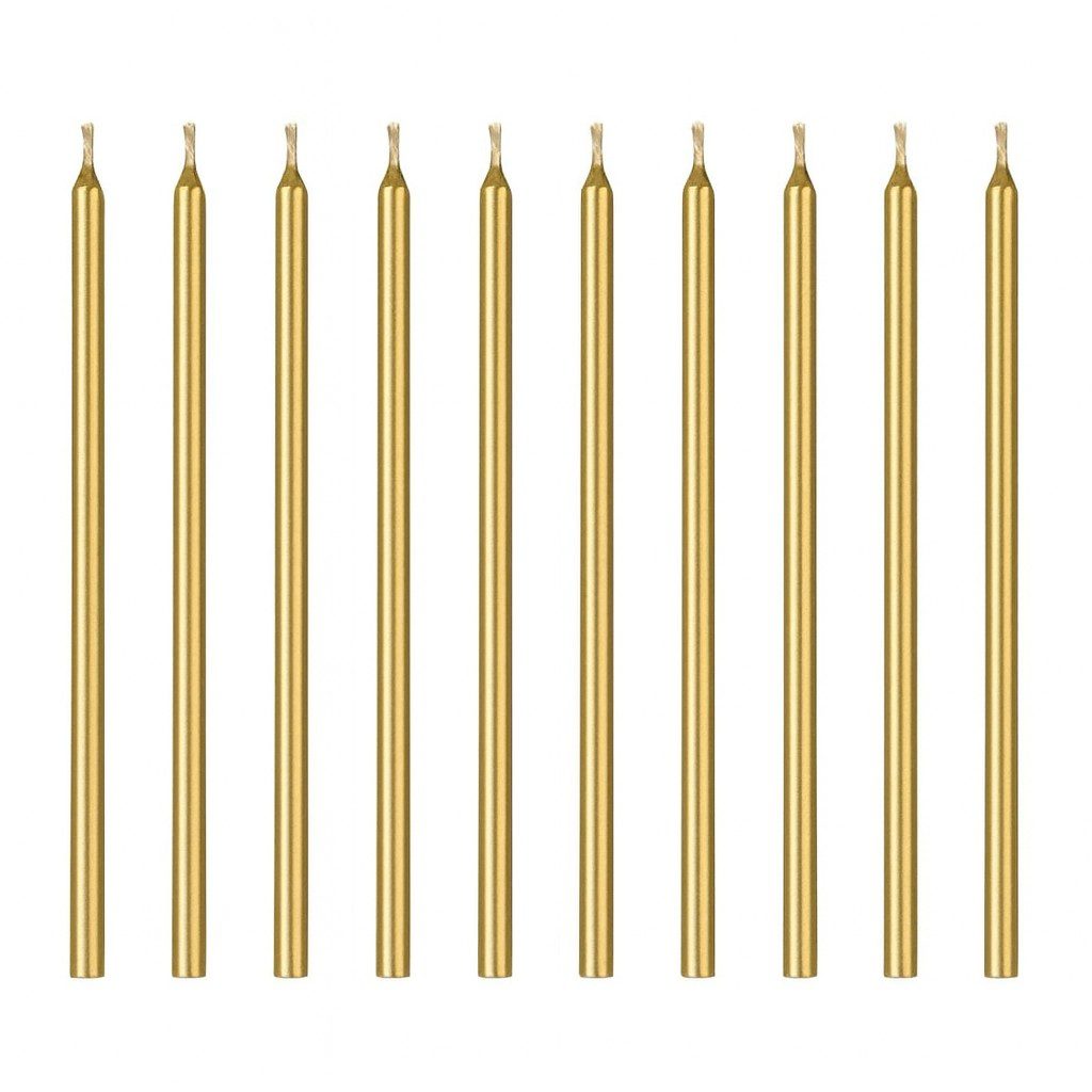 geburtstagskerzen gold 12 stueck 14cm tortendeko ballonwerk