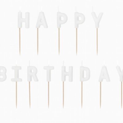 geburtstagskerzen happy birthday weiss kuchendeko ballonwerk