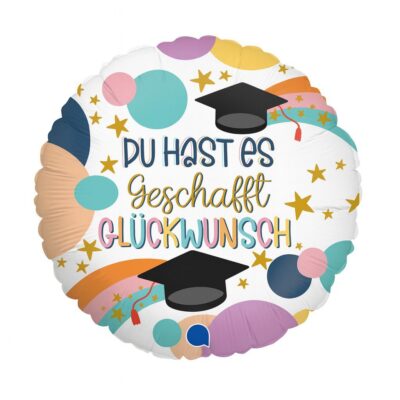 glueckwunsch ballon du hast es geschafft 46cm partydeko