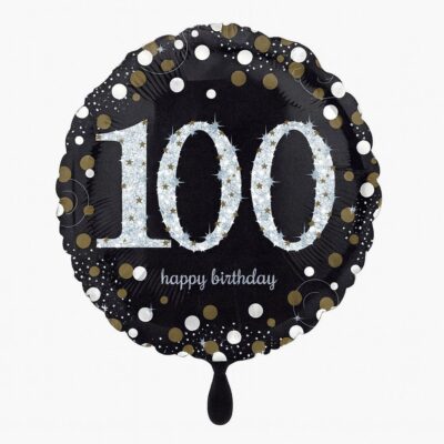 happy birthday 100 silber 43cm jubilaeumsdeko ballonwerk